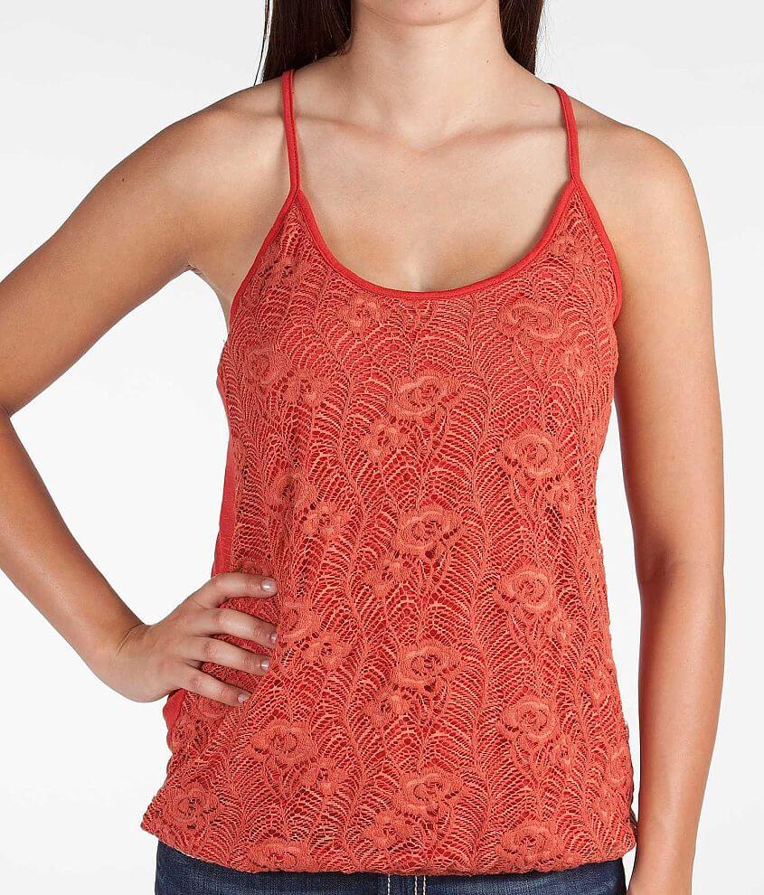 Daytrip Floral Lace Tank Top front view