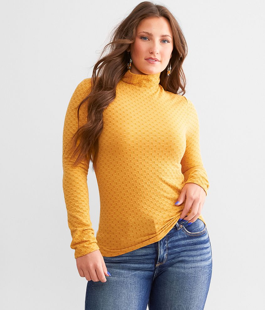 Yellow mock neck on sale top