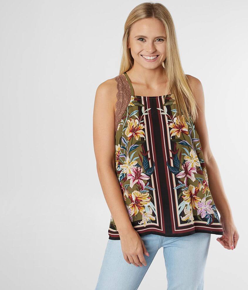 Image of Willow & Root Floral Striped Tank Top