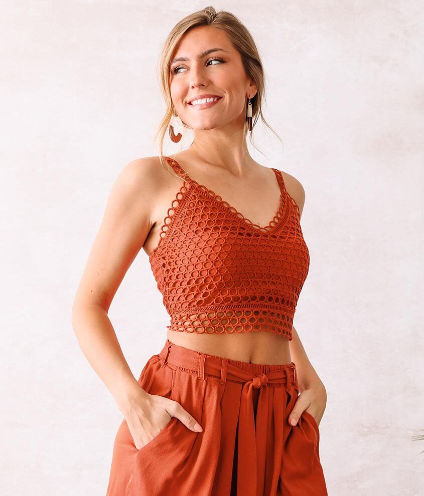 Willow &#38; Root Crochet Cropped Tank Top front view