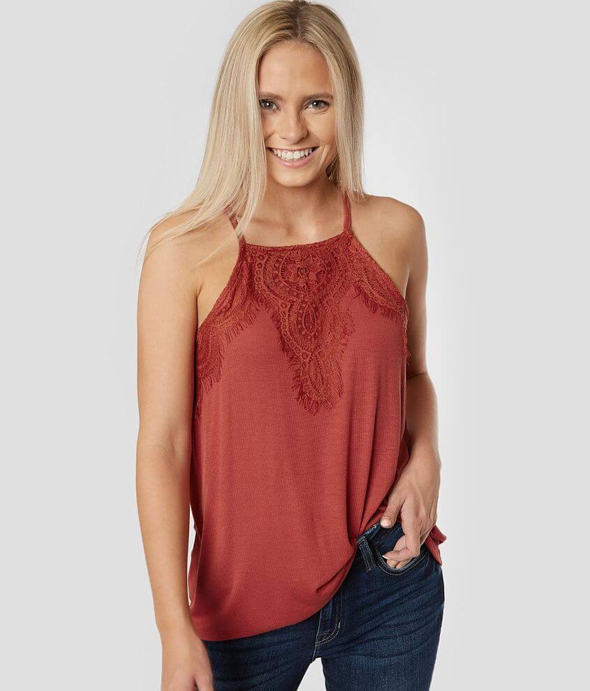 Daytrip Ribbed High Neck Tank Top - Women's Tank Tops in Red | Buckle