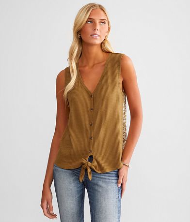 Daytrip Satin Tank Top - Women's Tank Tops in Taupe