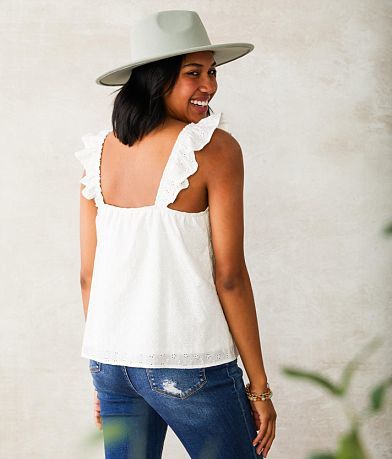 Willow &amp; Root Eyelet Ruffle Tank Top back view