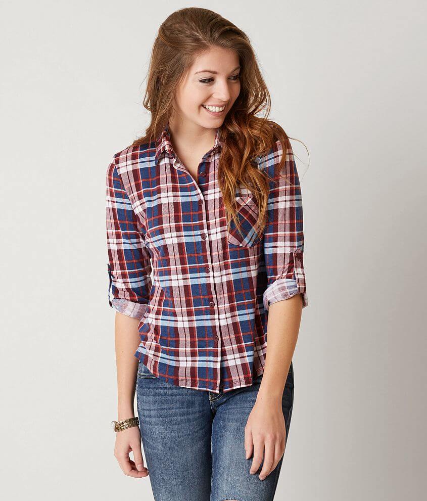 Starlet Plaid Shirt - Women's Shirts/Blouses in Navy Wine | Buckle