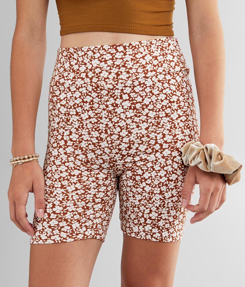 FITZ EDDI Floral Knit Biker Short Women s Shorts in Rust Buckle