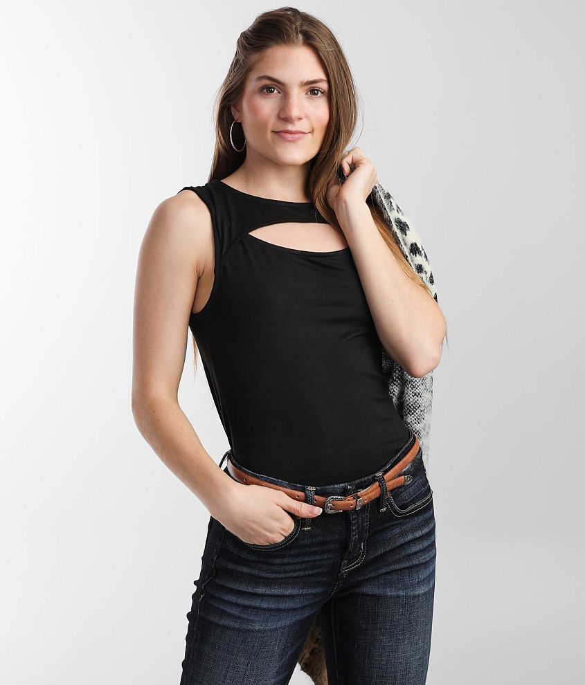 Daytrip Brushed Knit Keyhole Tank Top - Women's Tank Tops in Black