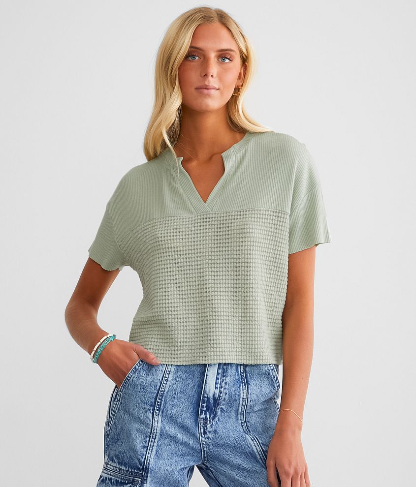 FITZ + EDDI Waffle Knit Top - Women's Shirts/Blouses in Cream