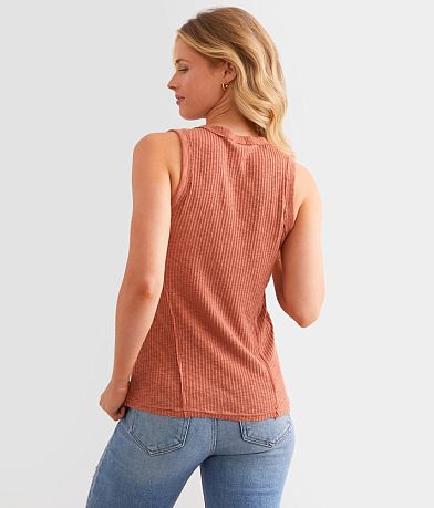 BKE Notched Rib Knit Tank Top back view