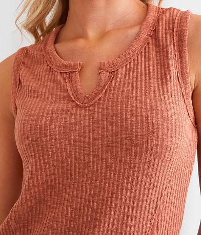 BKE Notched Rib Knit Tank Top misc detail 1 view