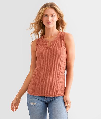 BKE Notched Rib Knit Tank Top full right side view