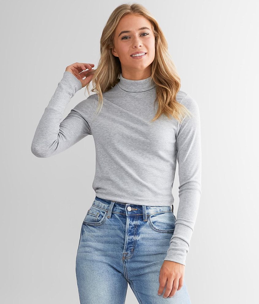 BKE Heathered Turtleneck Top front view