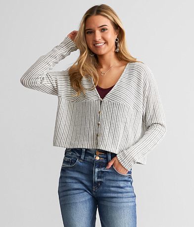 Willow & Root Ribbed Knit Cardigan Sweater front view