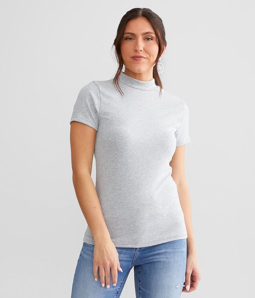 BKE Mock Neck Fitted Top front view