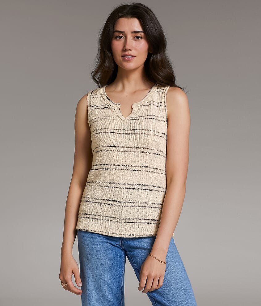 Striped Notch Neck Tank Top - thumbnail 2