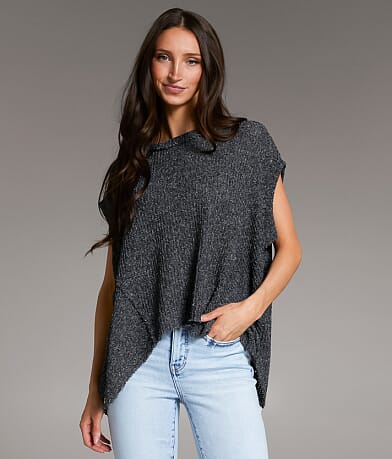 BKE Marled Sharktooth Hem Top front view