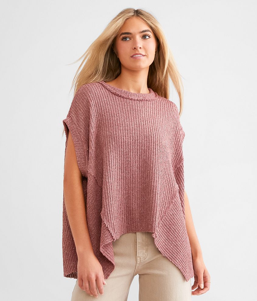 BKE Marled Sharktooth Hem Top front view