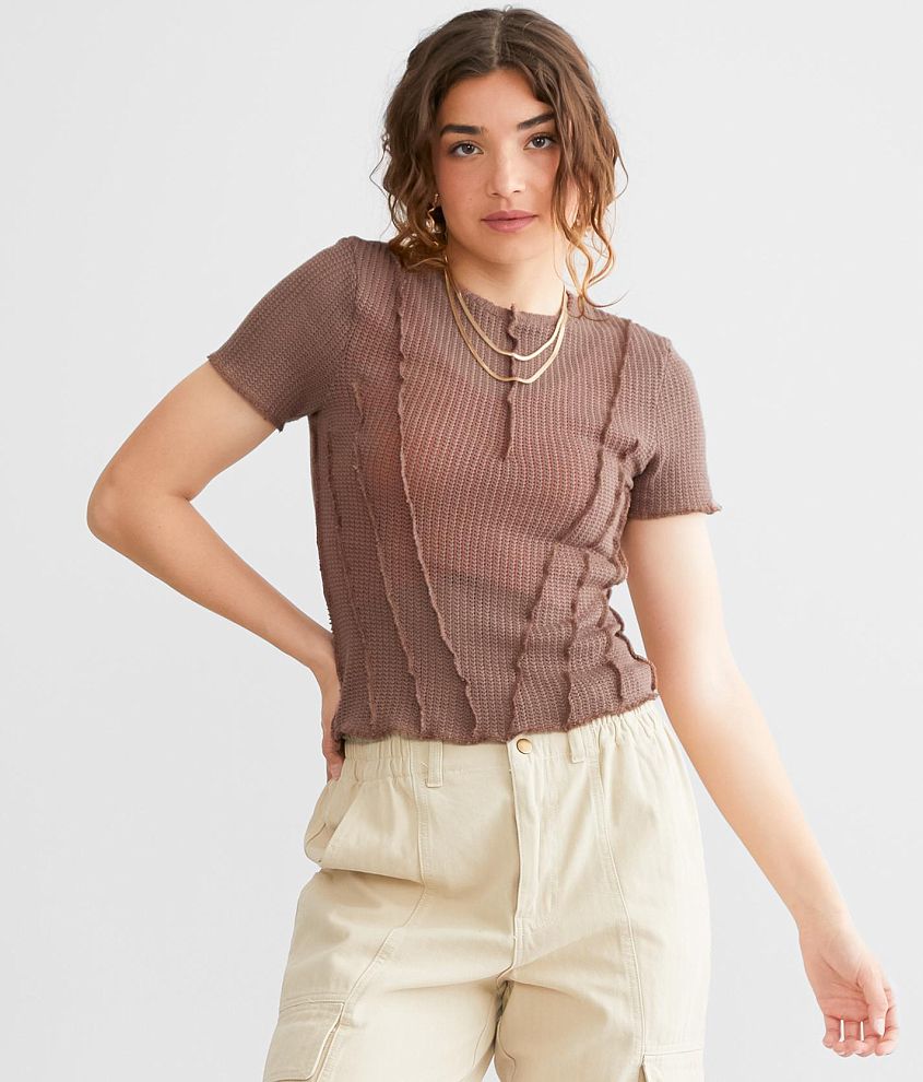 Gilded Intent Exposed Seam Top - Women's Shirts/Blouses in Taupe