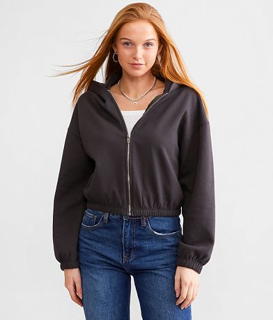 BKE Fleece Cropped Hoodie full left side view