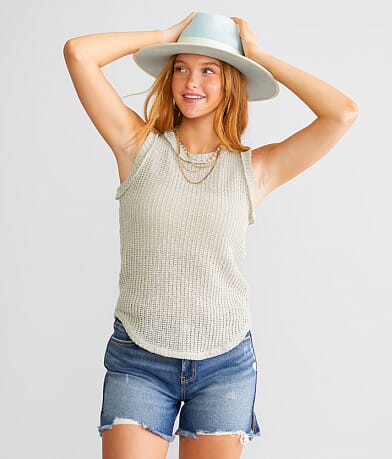 BKE Open Weave Tank Top front view
