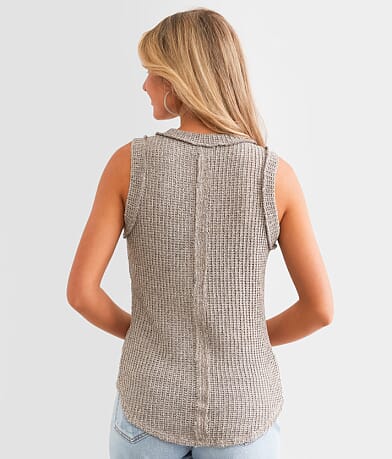 BKE Open Weave Tank Top back view