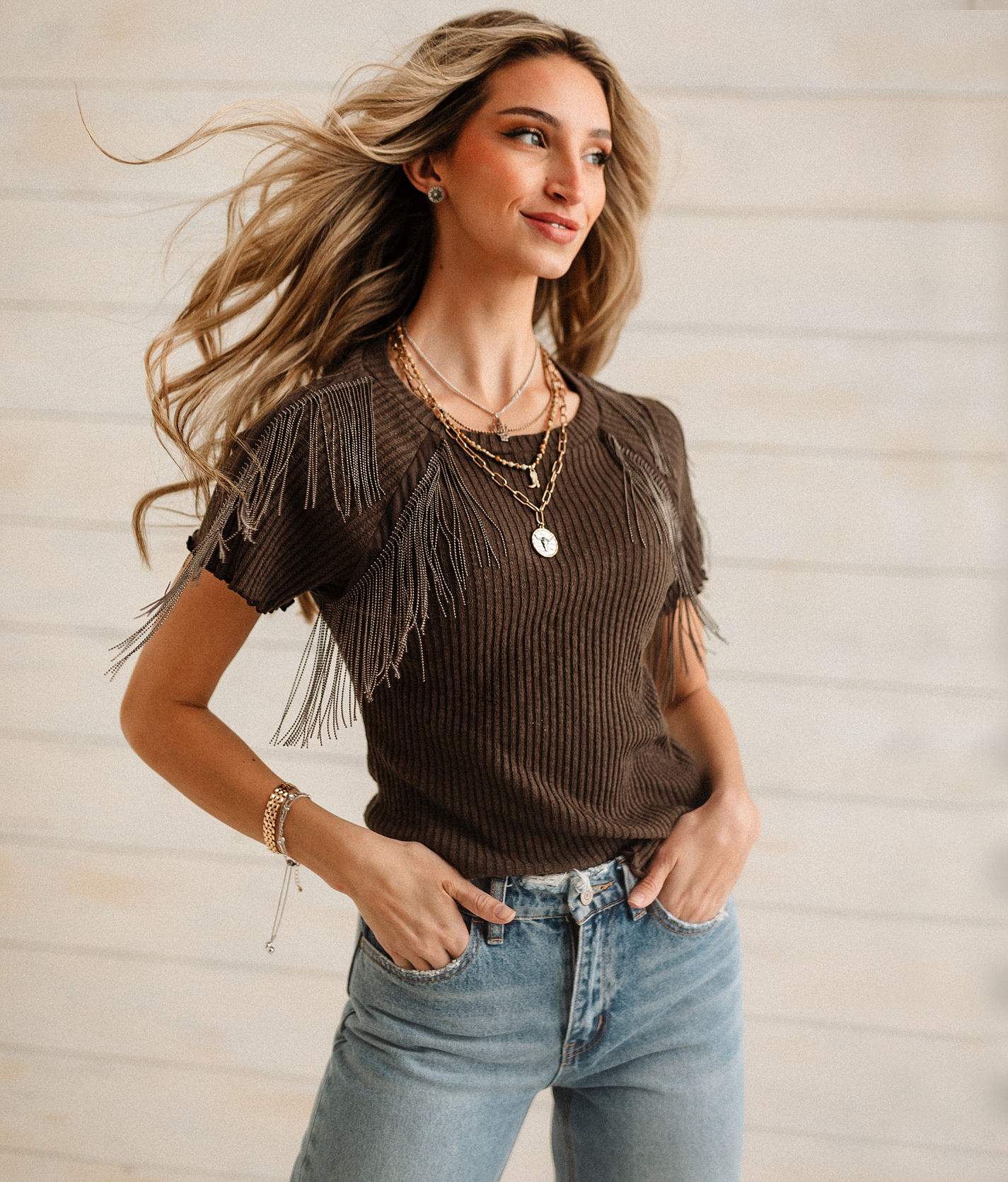 売れ筋商品|||オルセン ニット&セーター アウター レディース Women's Longline Fringe Trim Vest Macadamia melange PRETTYGARDEN Women's Fall 2 Piece Outfits Knit Long Sleeve
