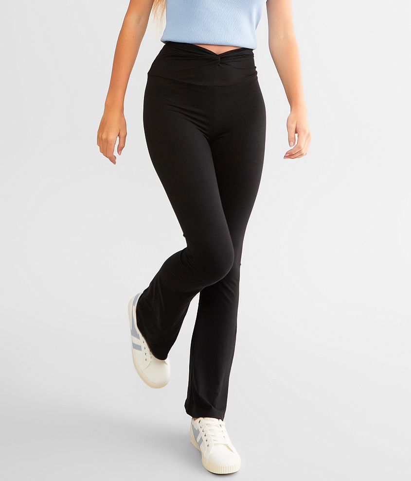 BUCKLED FLARED LEGGINGS - Black