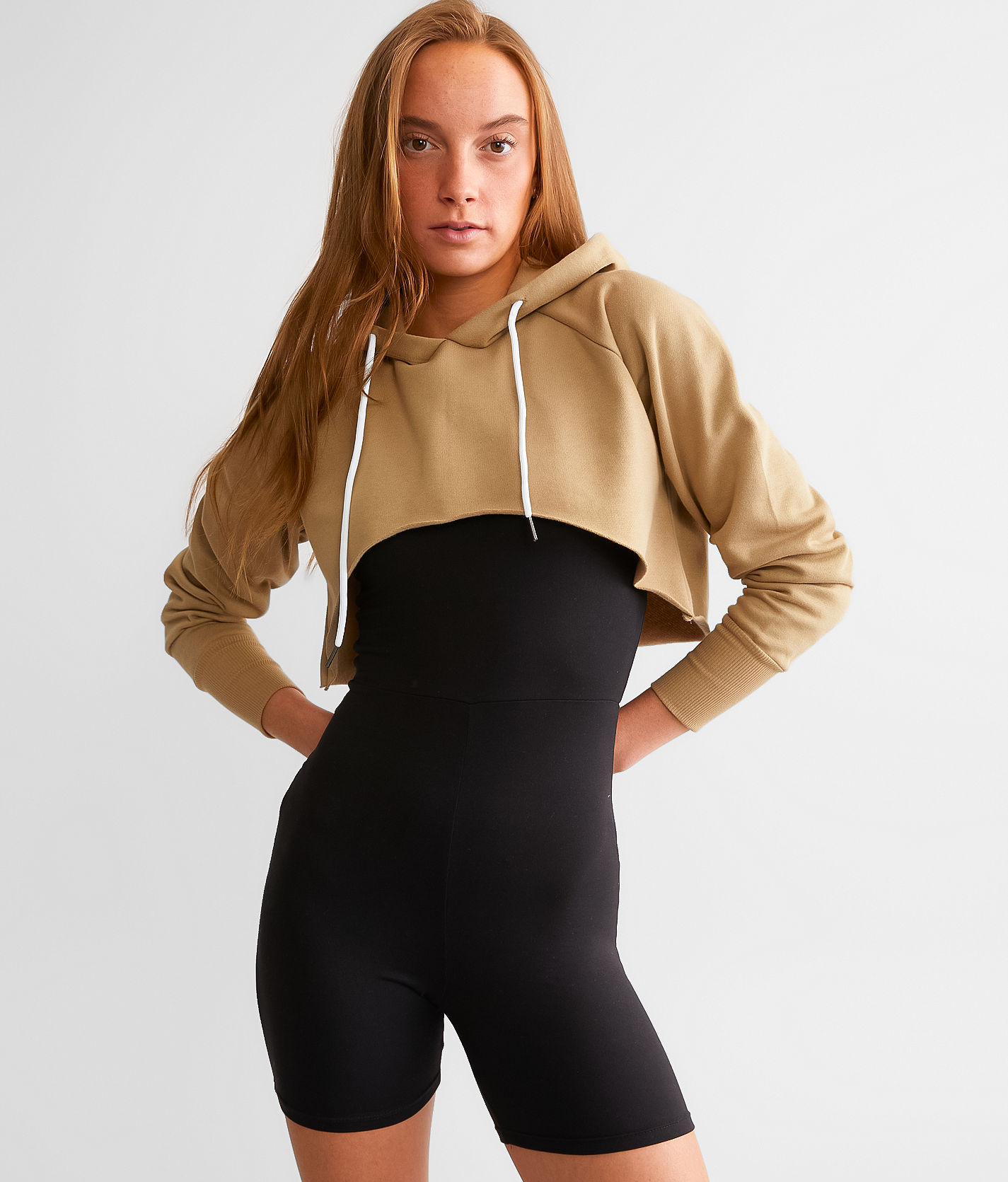 Open bust best sale cropped hoodie