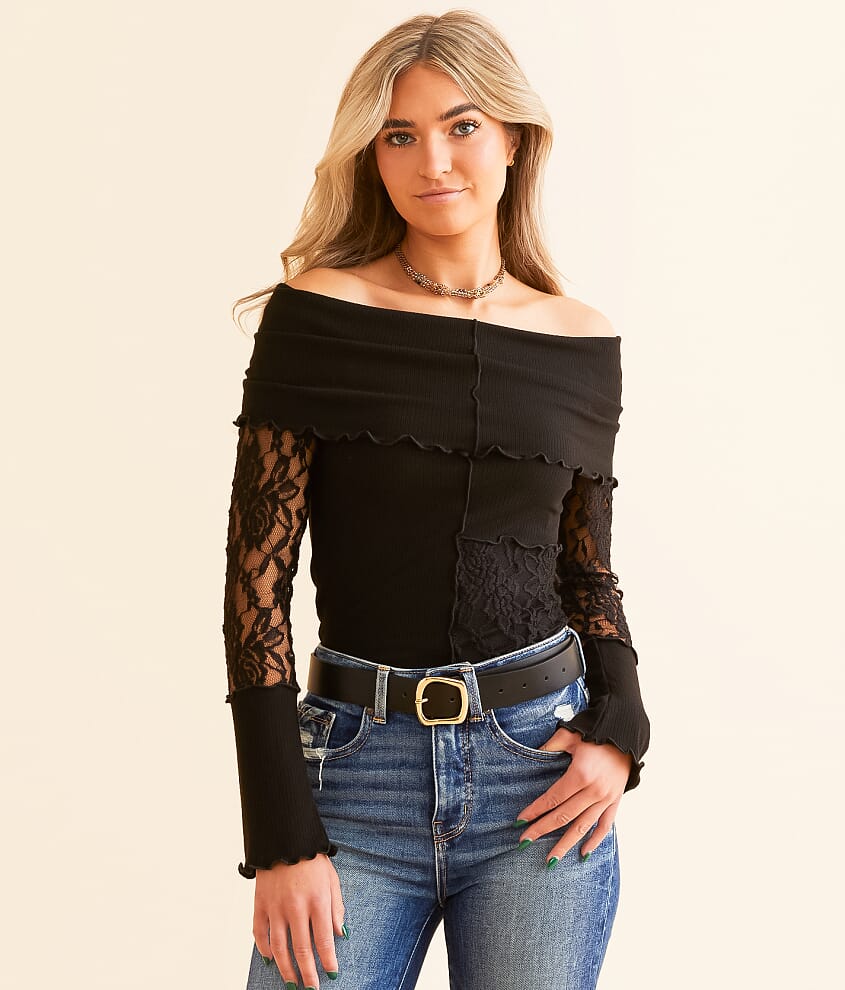 Willow &#38; Root Off The Shoulder Lace Top front view