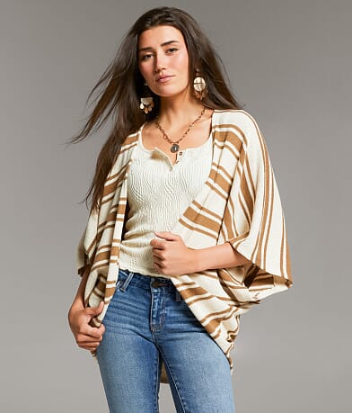 BKE Striped Cocoon Cardigan front view