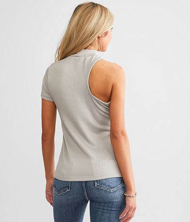 red by BKE Asymmetrical One Shoulder Top BACK
