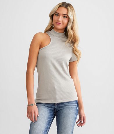 red by BKE Asymmetrical One Shoulder Top FULL_LEFT_SIDE