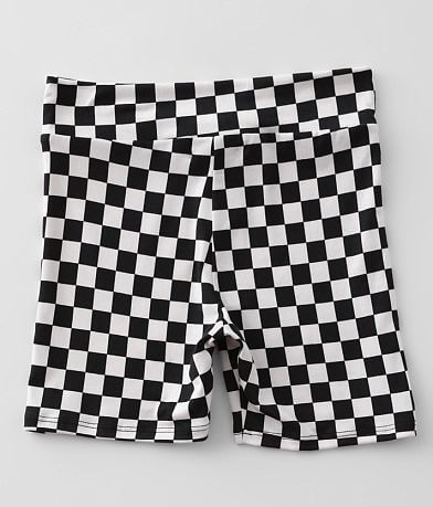 Girls - Scarlet Checkered Biker Short back view