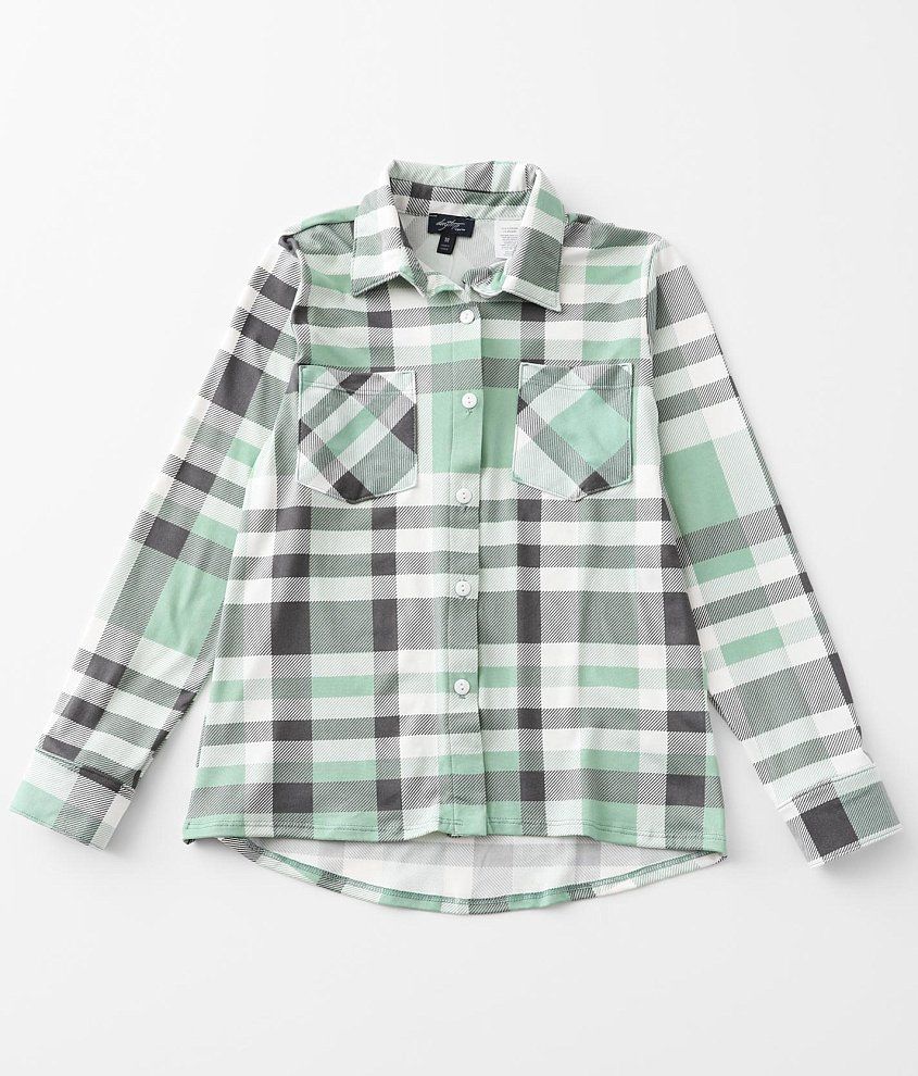 Girls - Daytrip Brushed Plaid Knit Shirt front view