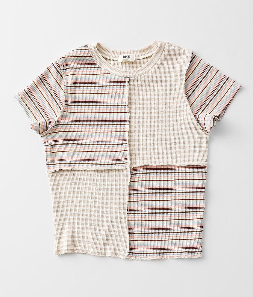 Girls - BKE Mixed Stripe Top front view
