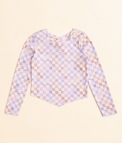 Willow & Root Girls - Checker Floral Top front view