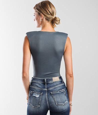 red by BKE Sleeveless Shoulder Pad Bodysuit BACK