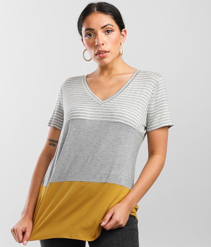 BKE Color Block T-Shirt - Women's T-Shirts in Mustard | Buckle