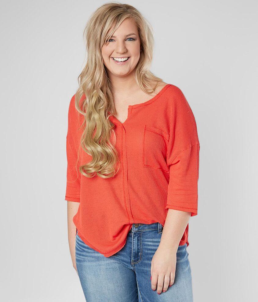 Daytrip Split Neck Top - Plus Size Only front view