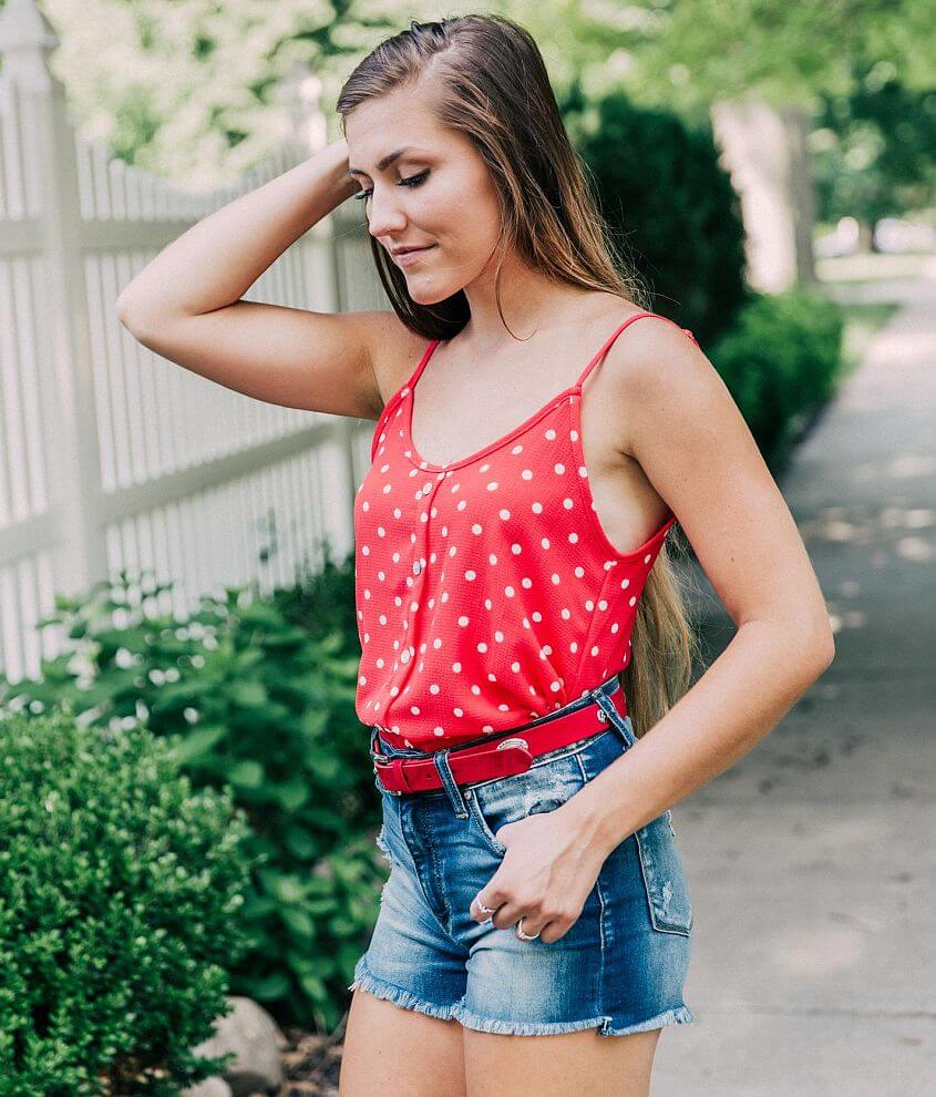 Red polka dot tank top on sale