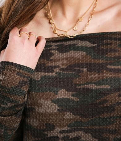 BKE Camo Print Off The Shoulder Top MISC_DETAIL_2