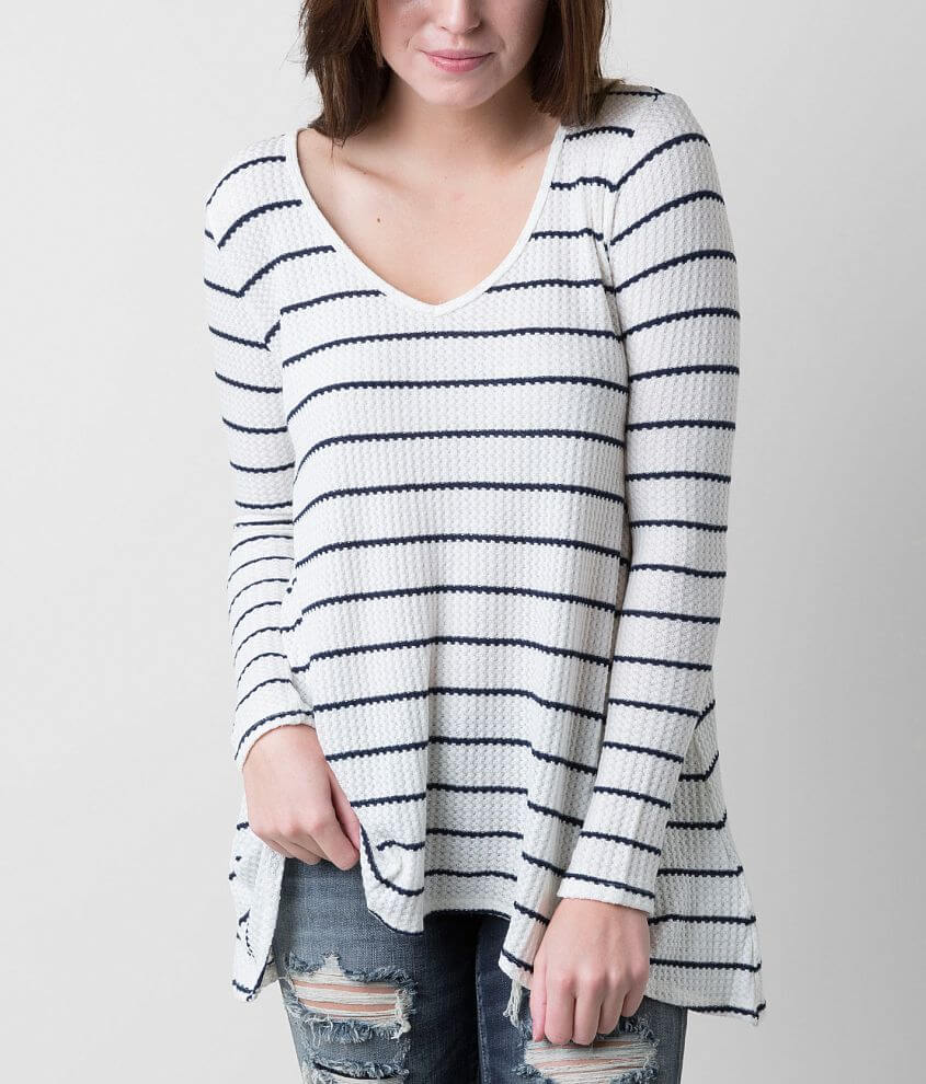Living Doll Striped Thermal Top front view