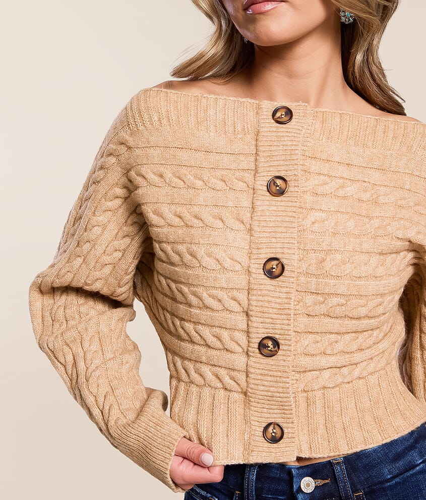 Cropped Cable Knit Sweater