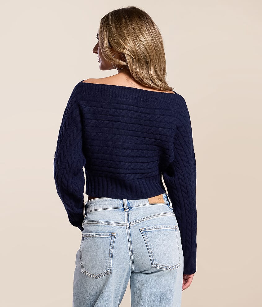 Cropped Cable Knit Sweater