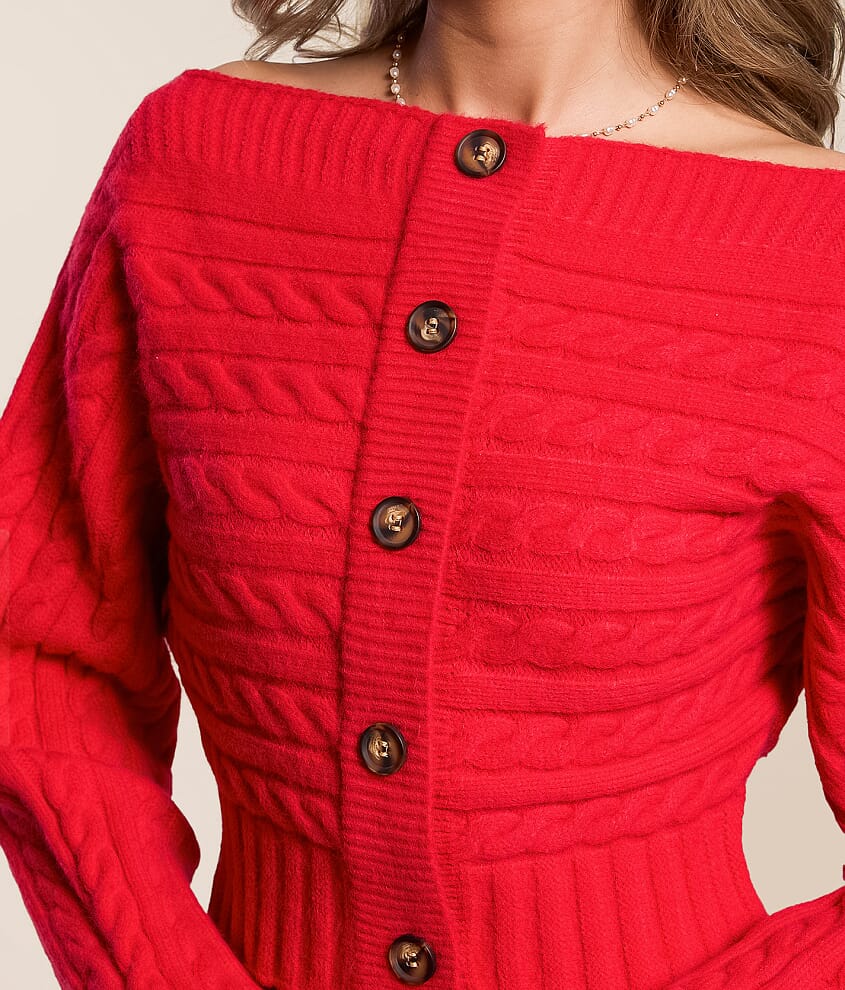 Cropped Cable Knit Sweater