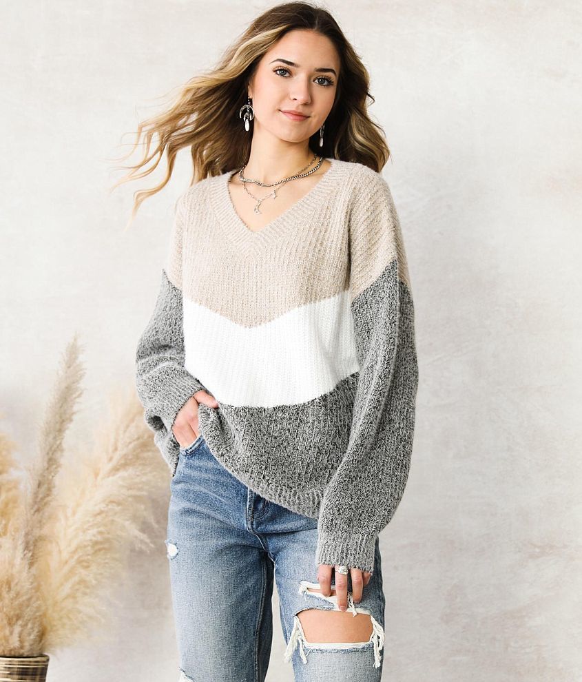Gilli Slouchy Chevron Sweater front view