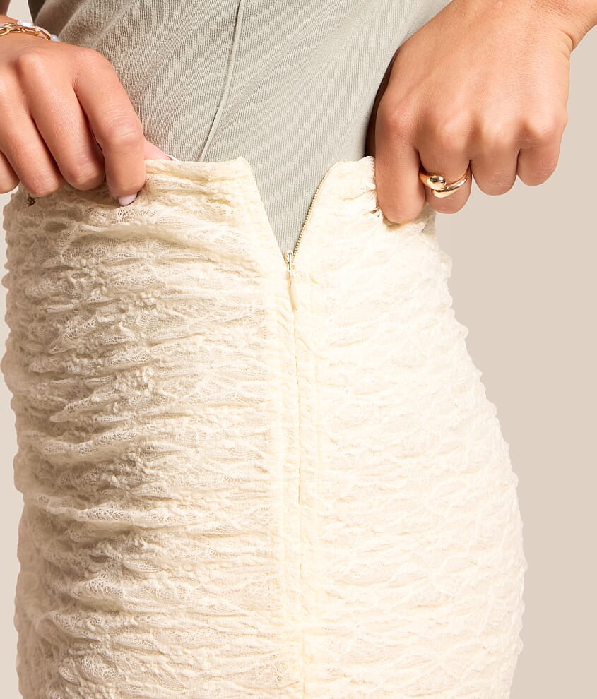 Sheer Lace Midi Skirt