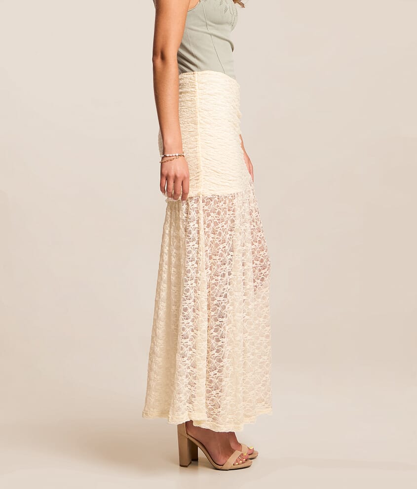 Sheer Lace Midi Skirt