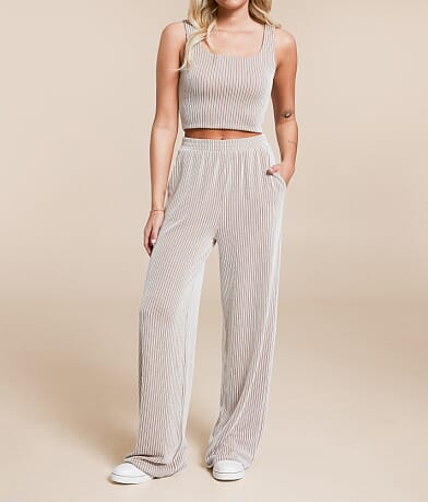 Willow & Root Rib Knit Wide Leg Pant front view
