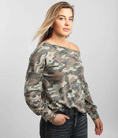 LE LIS Camo Slouchy Off The Shoulder Pullover FULL_RIGHT_SIDE