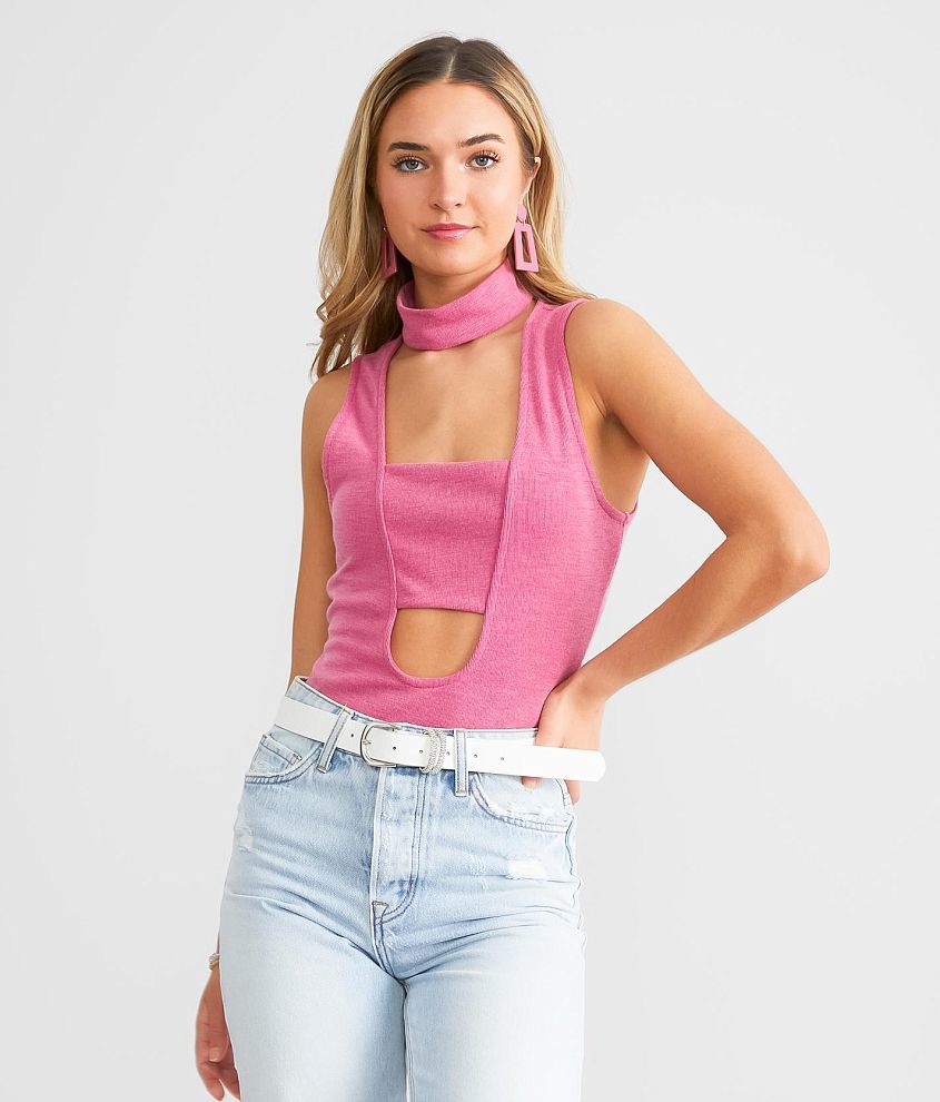 LE LIS Cut-Out Tank Bodysuit - Women's Bodysuits in Fuchsia